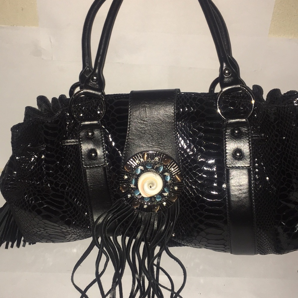 SHARIF SNAKE EMBOSSED HANDBAG WITH Receipt